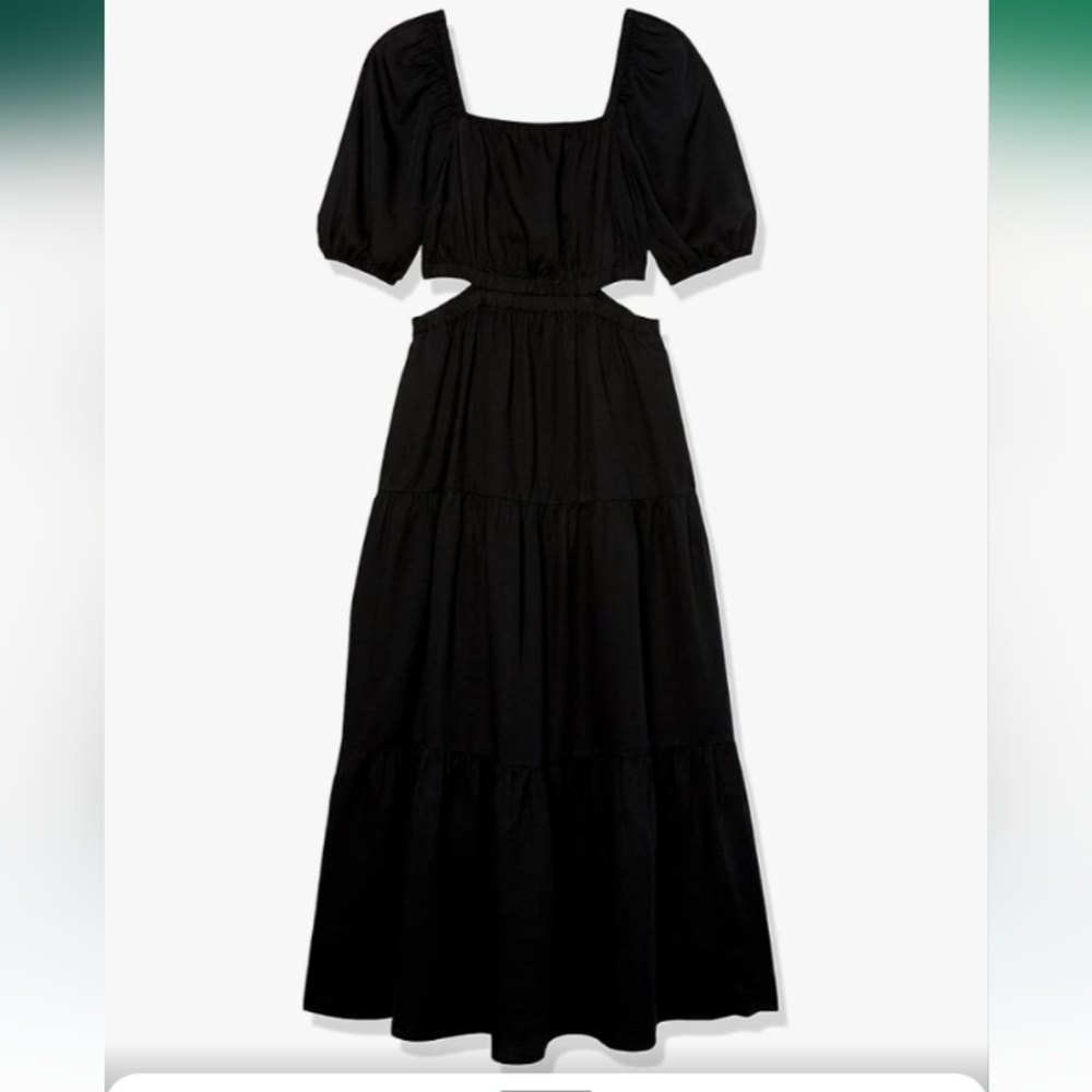 The Drop Black Anaya Square Neck Cut-Out Tiered Maxi Dress Size XL NWT - Picture 6 of 9